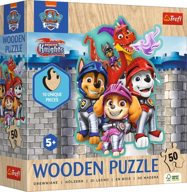 Drevené obrysové puzzle Tlapková patrola: Rescue Knights 50 dielikov