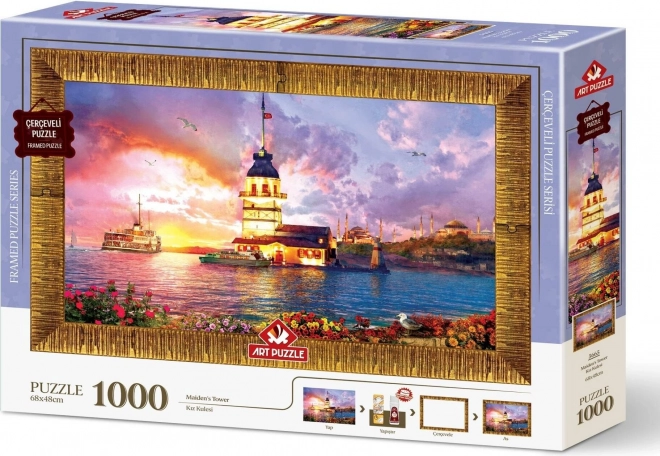 Puzzle s rámom a lepidlom 3v1 Dievčenská veža 1000 dielikov