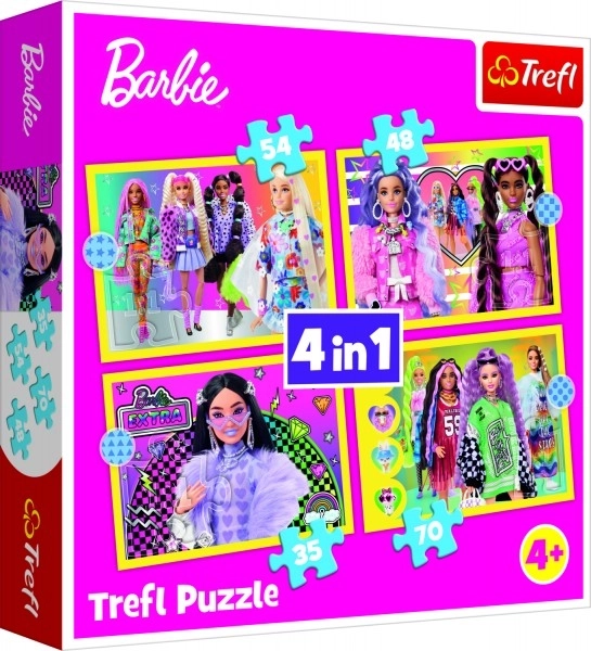 Puzzle 4v1 veselý svet Barbie