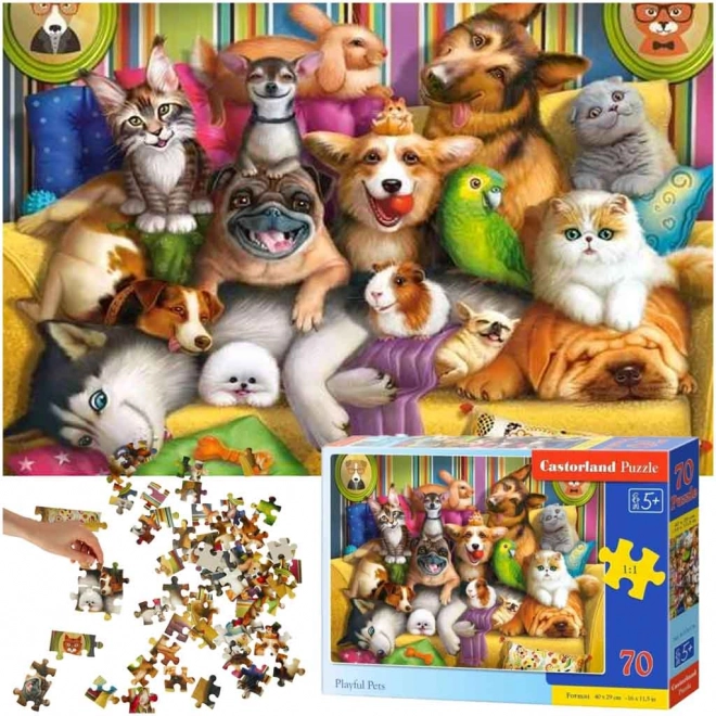 Puzzle Hraví Mazlíčci 70 Dielikov