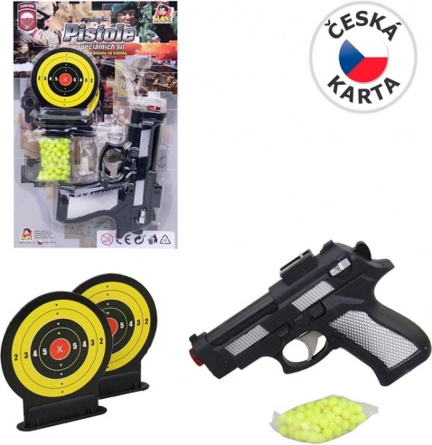Pištoľ na guličky s dvoma terčmi 15 cm