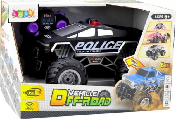 Závodné auto Police Off-Road RC čierne 1:16