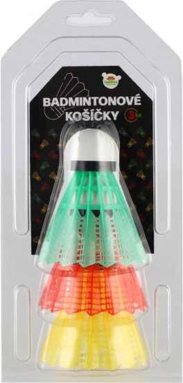 Farebné bedmintonové loptičky/košíky 3 ks