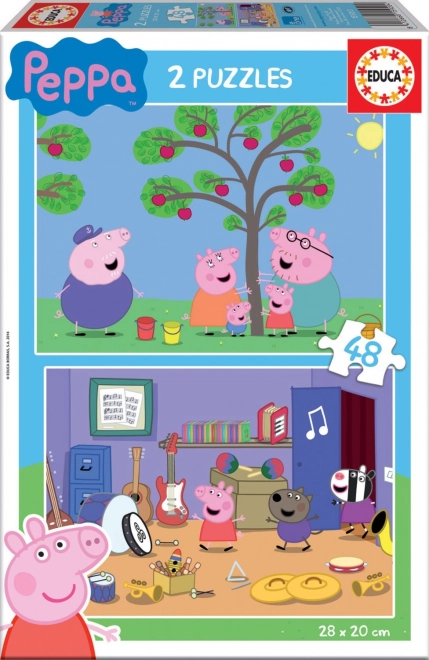 Puzzle Prasiatko Peppa 2x48 dielikov