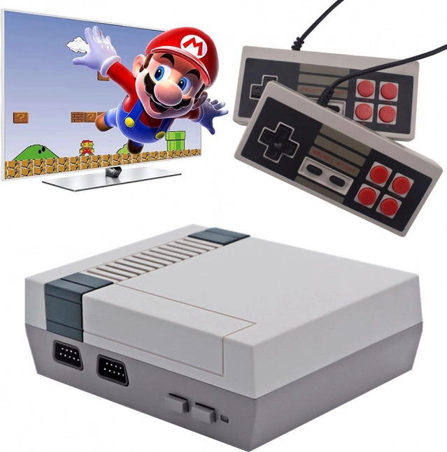 retro mini herná konzola so 620 vstavanými hrami a 2 ovládačmi