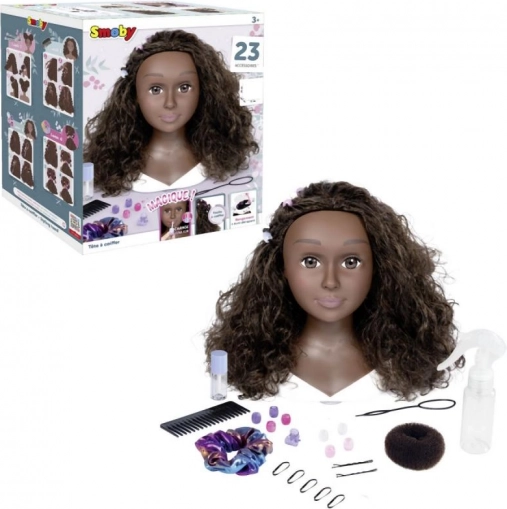 česacia hlava afro s doplnkami a magickým líčením