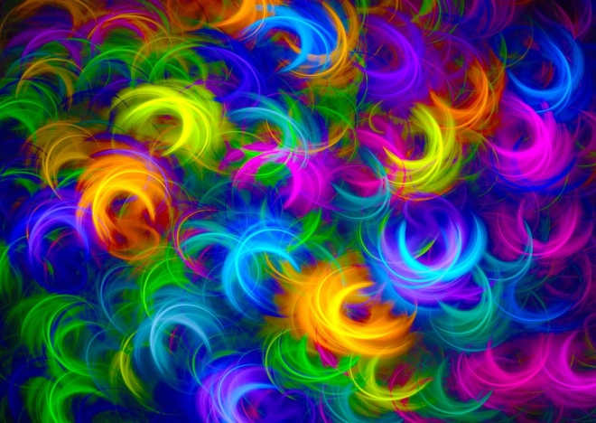 Puzzle abstraktné neonové pierka 1000 dielikov