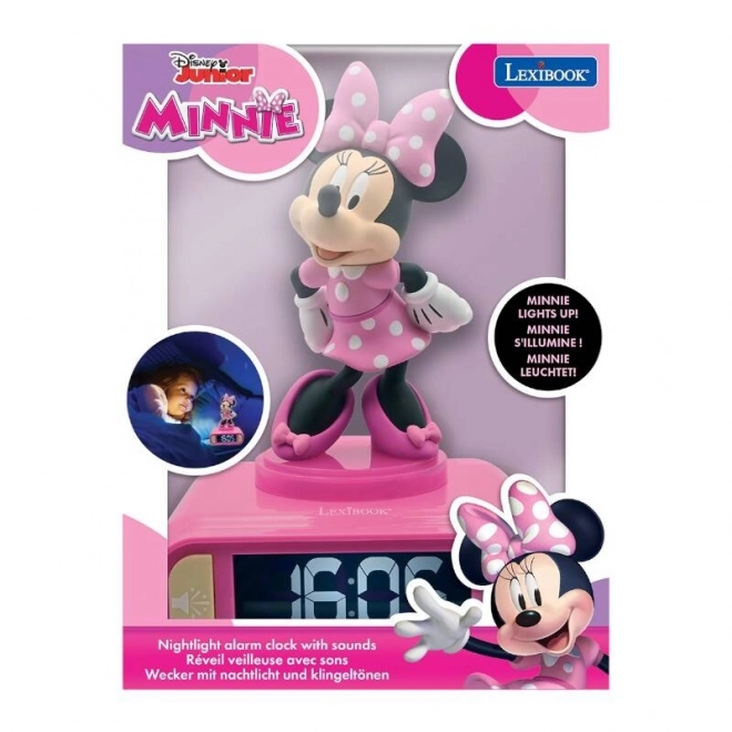 Budík s nočným 3D svetlom Myška Minnie