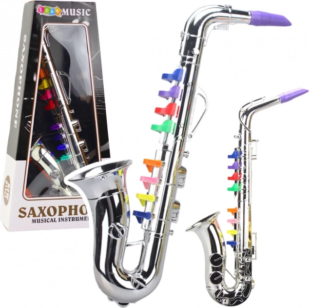 Detský hudobný nástroj – strieborný saxofón