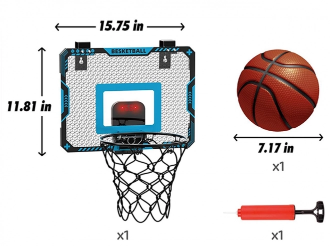 Basketbalová tabuľa s loptou a pumpou
