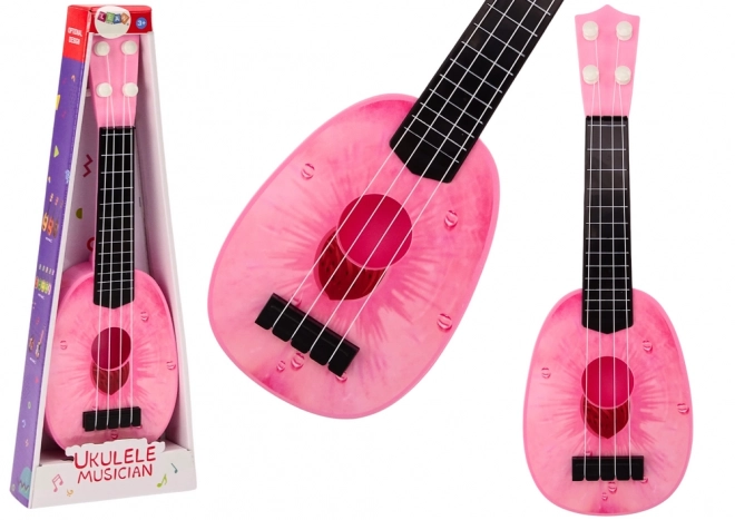 Ukulele pre deti 15 palcov Ružová Gitara Motív Broskyňa