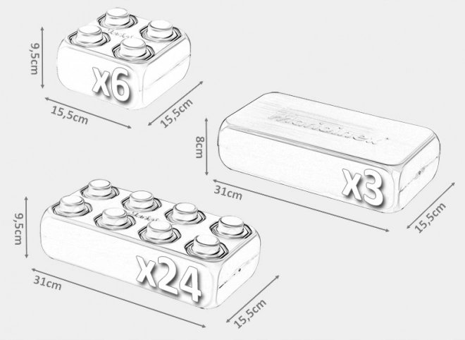 Stavebnice tehlové kocky 33 ks
