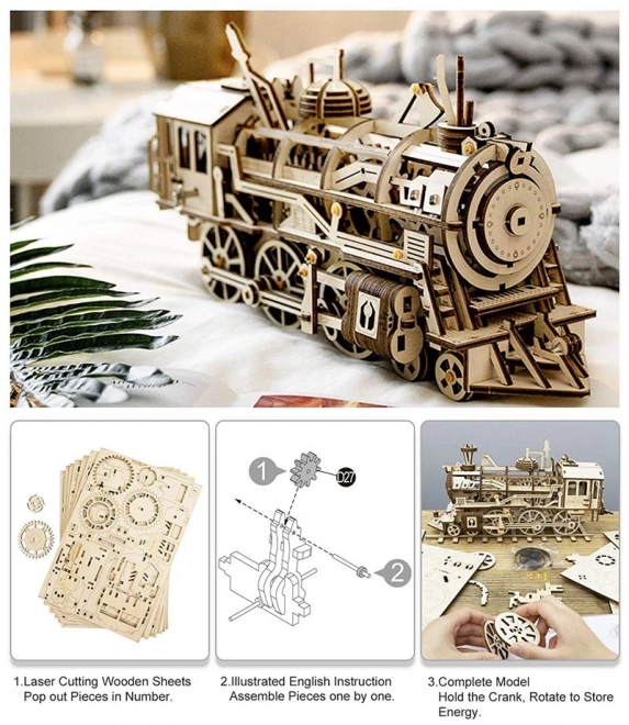 Robotime rokr 3D drevené puzzle lokomotíva