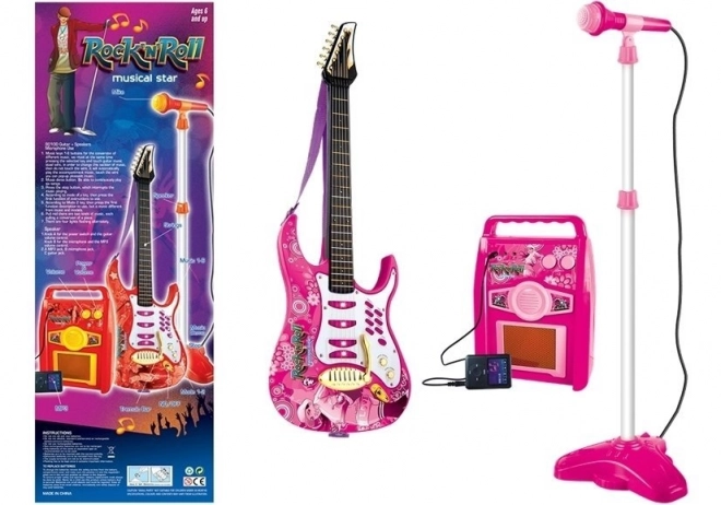 Elektrická gitara s mikrofónom a zosilňovačom