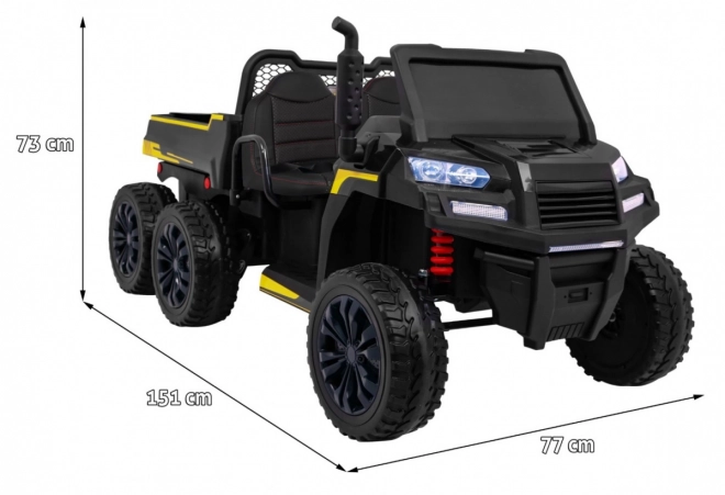 Auto Farmár Kamión pro 2 deti Čierny + pohon 4x4 + Diaľkové Ovládanie + Vyklápač + Audio LED