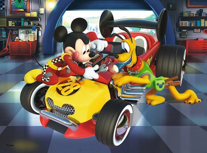 Puzzle Mickey Mouse: Príprava na Závod