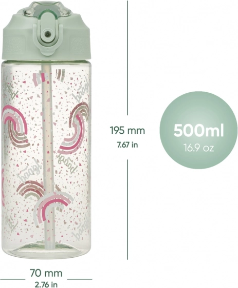 Tritanová fľaša na pitie so slamkou Dúha 500 ml