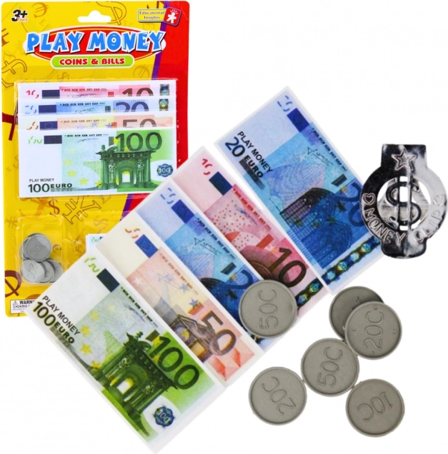Sada hračiek peniaze Euro bankovky a mince