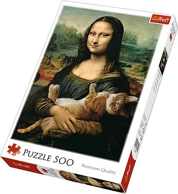 Puzzle Mona Lisa a kocúr Mruczek