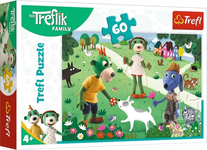Puzzle Rodina Treflíkov – Radostný deň 60 dielikov