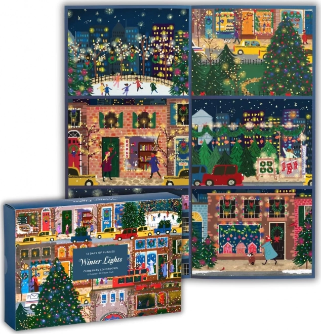 Galison adventný kalendár puzzle - Zimné svetlá od Joe Laforme