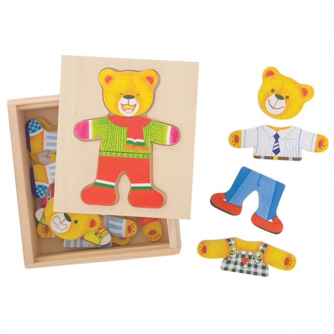 Bigjigs Toys Oblekacie puzzle Pan Medveď