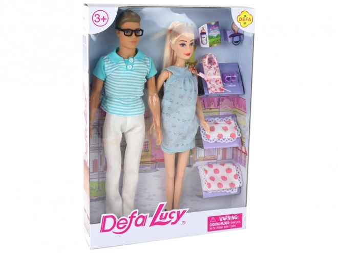 Rodinná bábika Chlapec Dievča Blond vlasy Tehotenstvo