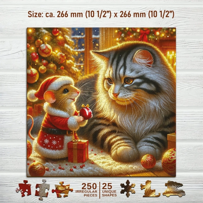 Drevené puzzle Mačka a myš 250 dielikov