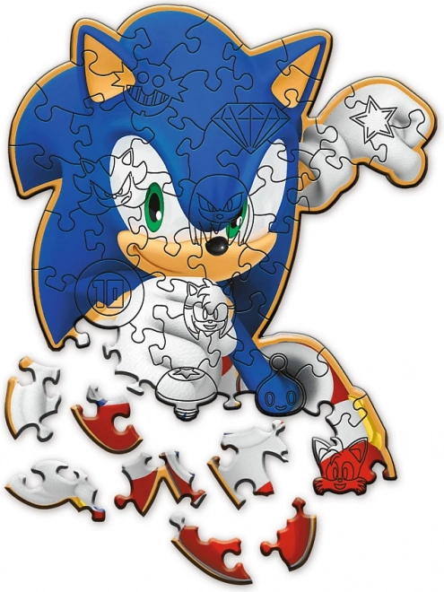 Drevené puzzle 50 dielikov Veselý Sonic