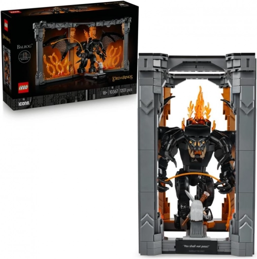 LEGO Icons Pán prsteňov: book nook s Balrogom