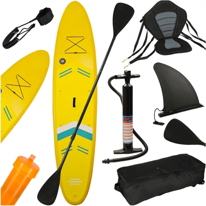 Žltý nafukovací SUP paddleboard 350 cm so sedátkom a príslušenstvom