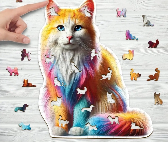 Drevené puzzle Dúhová mačka 250 dielikov