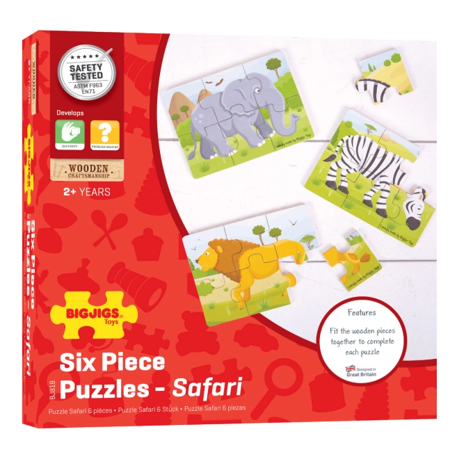 Tri samostatné puzzle so zvieratkami Safari