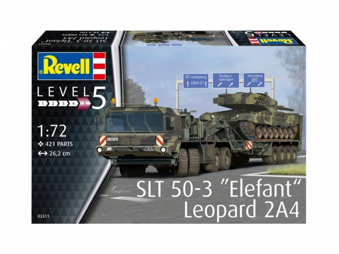Model nákladného vozidla SLT 50-3 Elefant a tanku Leopard 2A4
