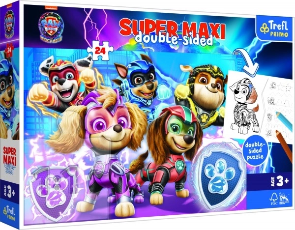 Puzzle Super Maxi obojstranné Psí tím v akcii Tlapková patrola 24 dielikov