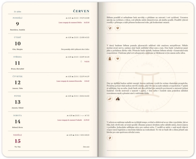Týždenný lunárny diár 2025