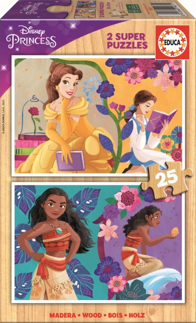 Drevené puzzle Disney princezné 2x25 dielikov