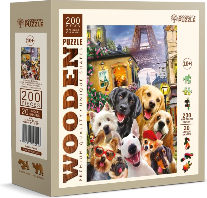 Drevené puzzle Šteniatka v Paríži