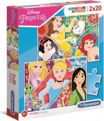 puzzle 2×20 dielikov super color – princezné