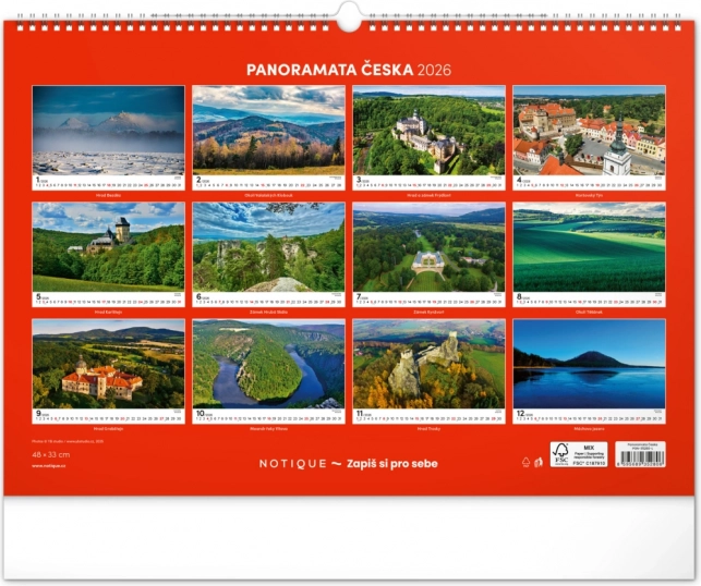 Nástenný kalendár Panoramata Česka 2026
