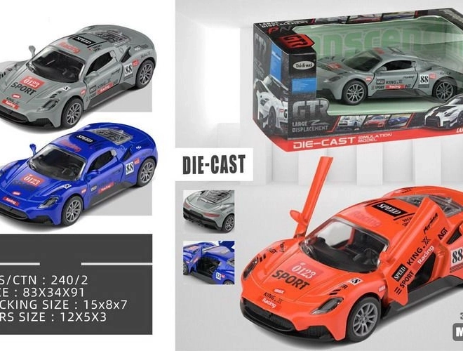 Kovové závodné auto na spätný chod