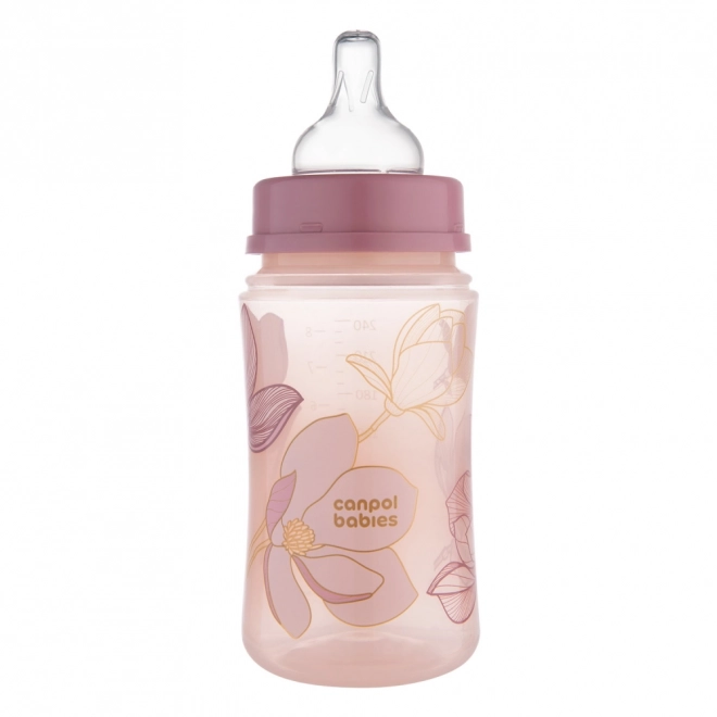 Canpol babies Antikoliková fľaša EasyStart MOUNTAINS 240 ml – Ružová