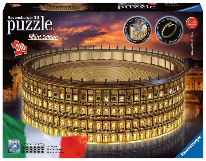 Svietiace 3D puzzle nočná edícia Koloseum, Rím 262 dielikov