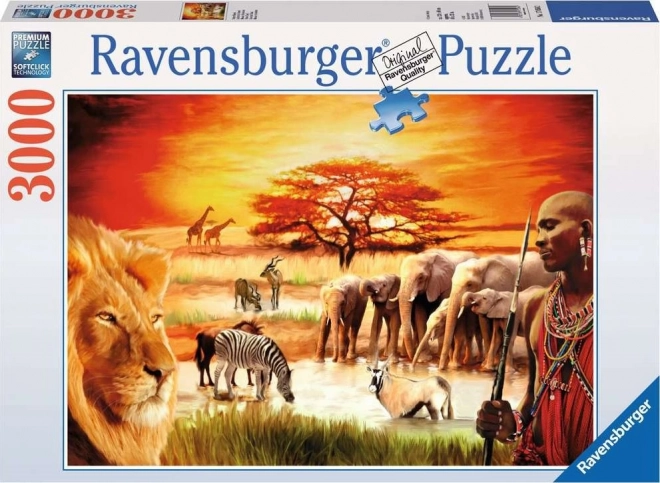 Ravensburger puzzle Savana - hrdí Masajovia