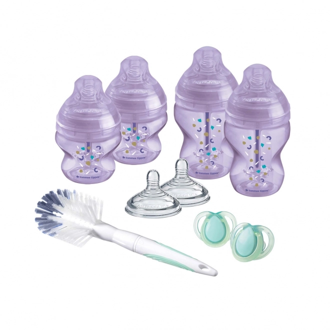 Set kojeneckých fliaš Advanced Anti-Colic, zmiešané veľkosti, 9 ks, fialová