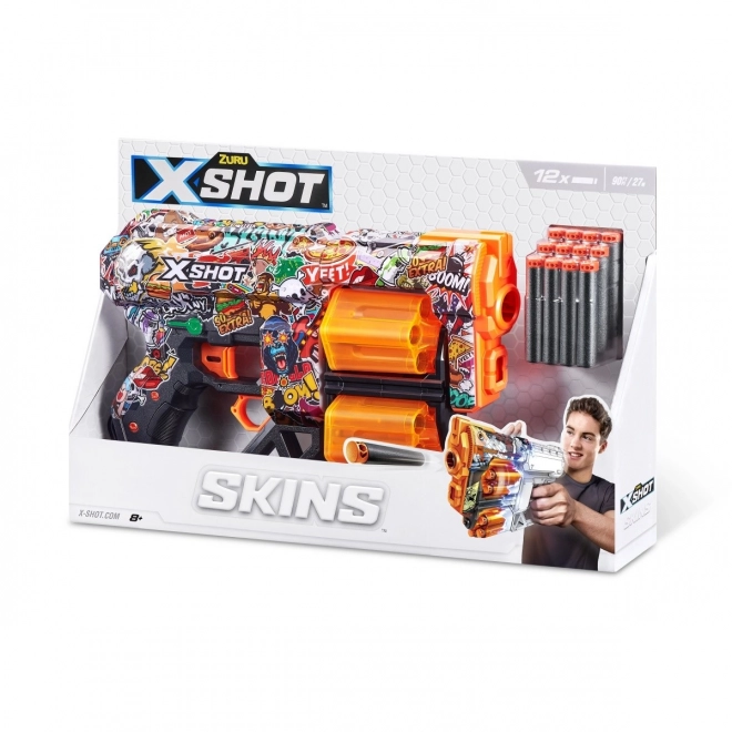 Wyrážací pištoľ Skins-Dread X-Shot (12 šípok)