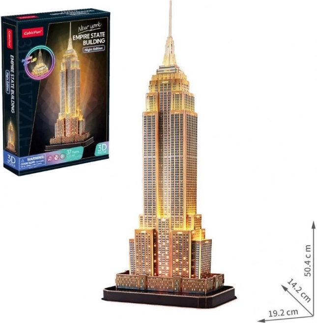 Svietiace 3D puzzle Empire State Building nočná edícia 37 dielikov