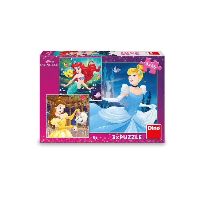 Veselé princezny puzzle set 3x55