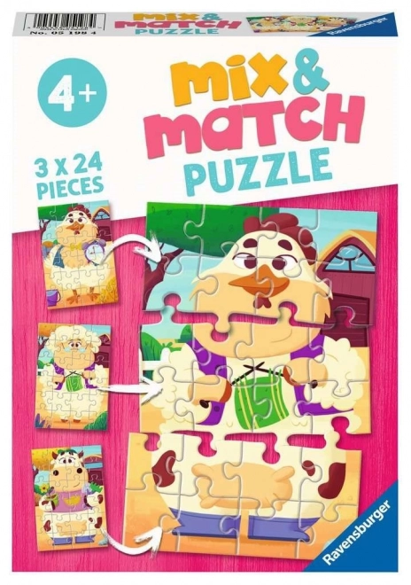 Ravensburger Puzzle Mix & Match: Priatelia z farmy 3x24 dielikov