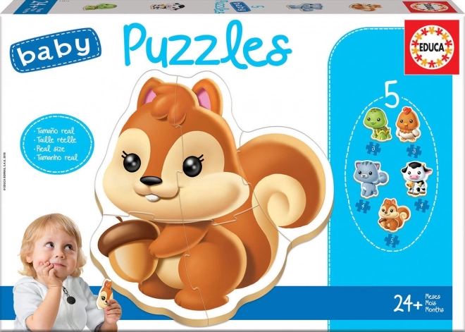 Educa detské puzzle zvieratká 5v1